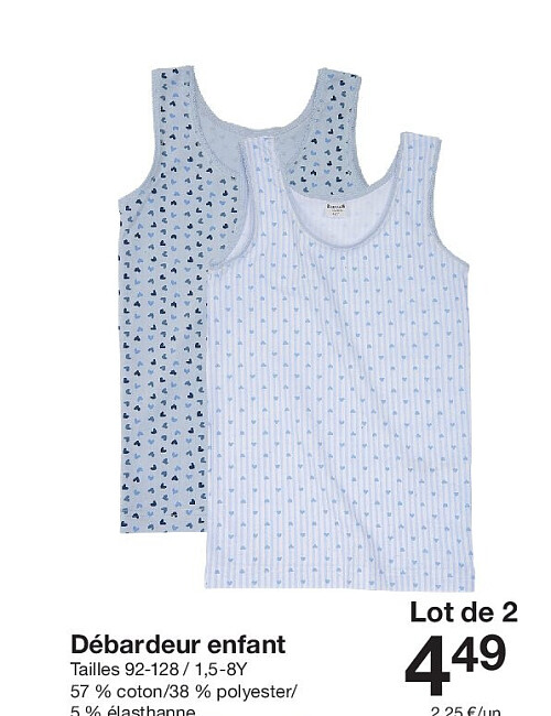 Débardeur enfant Tailles 92-128 / 1,5-8Y 57 % coton/38 % polyester/ 5 % élasthanne