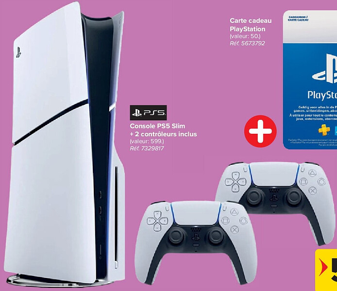 Console PS5 Slim + 2 contrôleurs inclus