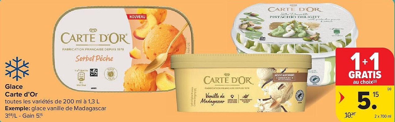Glace Carte d’Or 2 x 700 ml