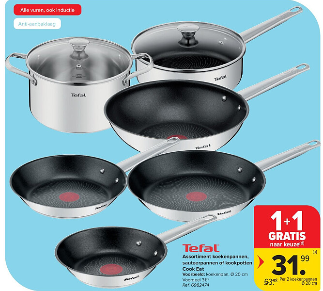 Assortiment koekenpannen, sauteerpannen of kookpotten Cook Eat