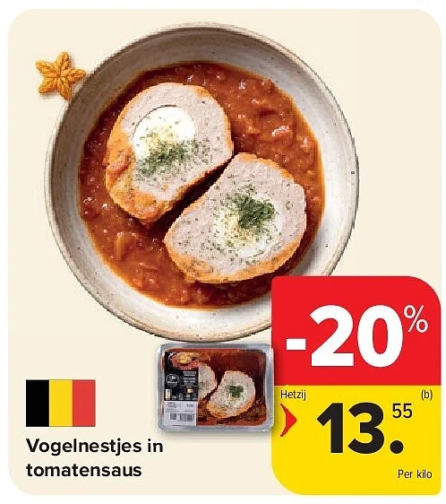Vogelnestjes in tomatensaus