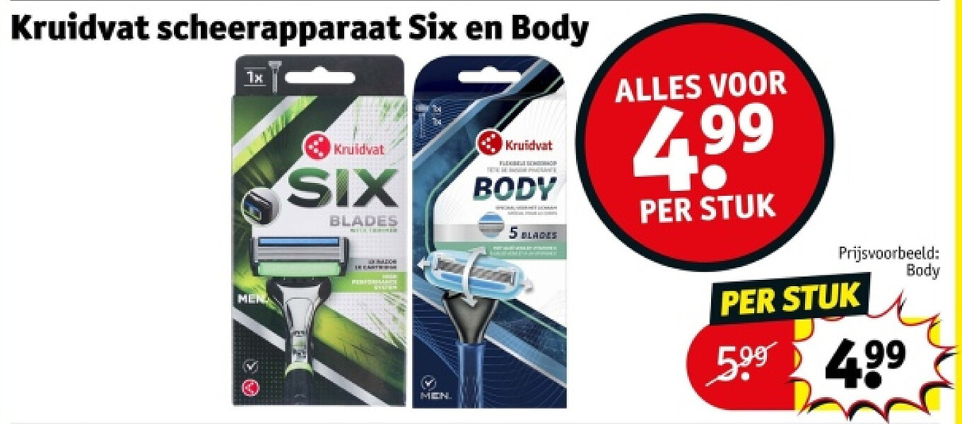 Kruidvat scheerapparaat Six en Body