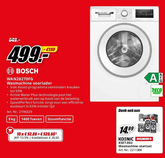 WAN28270FG Wasmachine voorlader