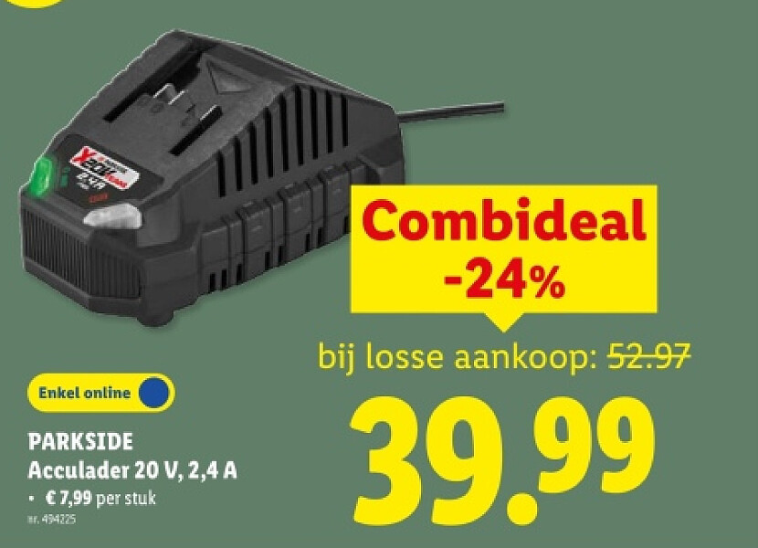 Acculader 20 V, 2,4 A