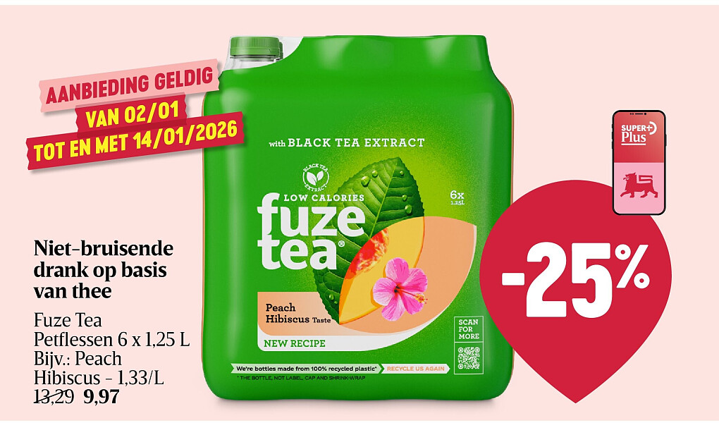 Niet-bruisende drank op basis van thee