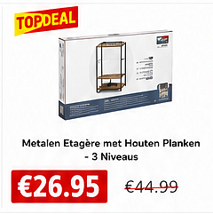 Metalen Etagère met Houten Planken 3 Niveaus