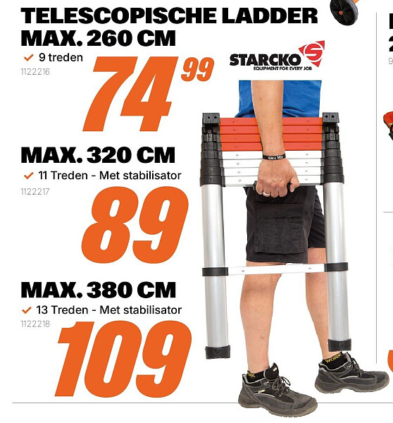 TELESCOPISCHE LADDER MAX. 260 CM