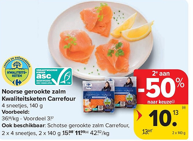 Noorse gerookte zalm Kwaliteitsketen Carrefour