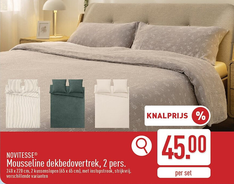 Mousseline dekbedovertrek, 2pers.