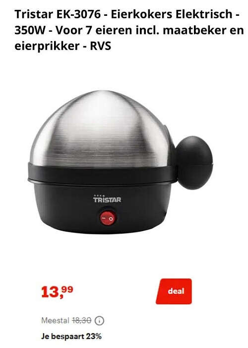 Tristar EK-3076 - Eierkokers Elektrisch - 350W