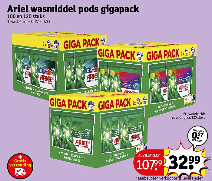 Ariel wasmiddel pods gigapack