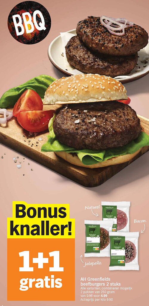 AH Greenfields beefburgers 2 stuks
