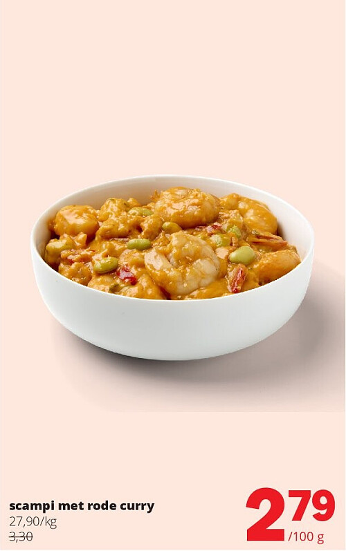 scampi met rode curry