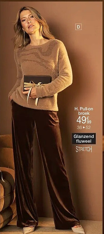 H. Pull-on broek in glanzend fluweel