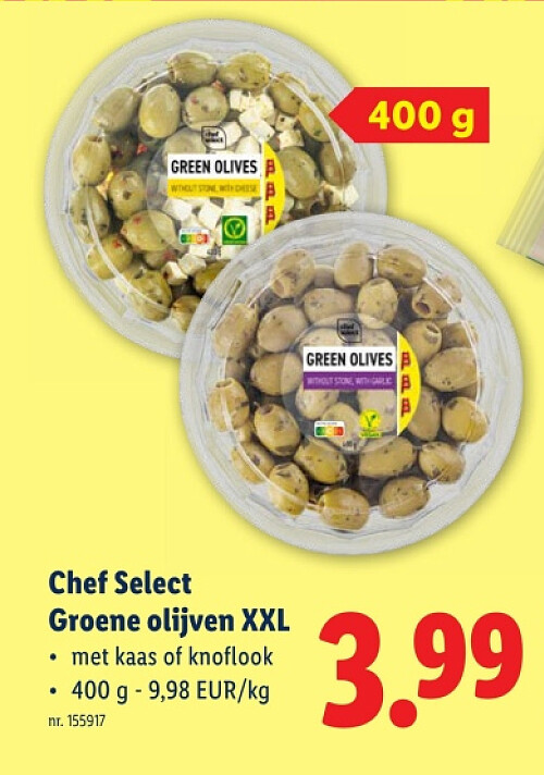 Groene olijven XXL