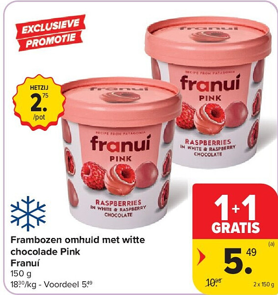Frambozen omhuld met witte chocolade Pink Franuí