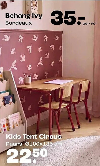 Behang Ivy Bordeaux