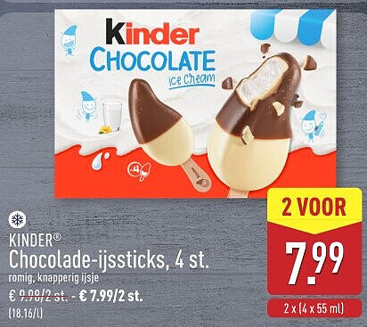 Chocolade-ijssticks, 4st.