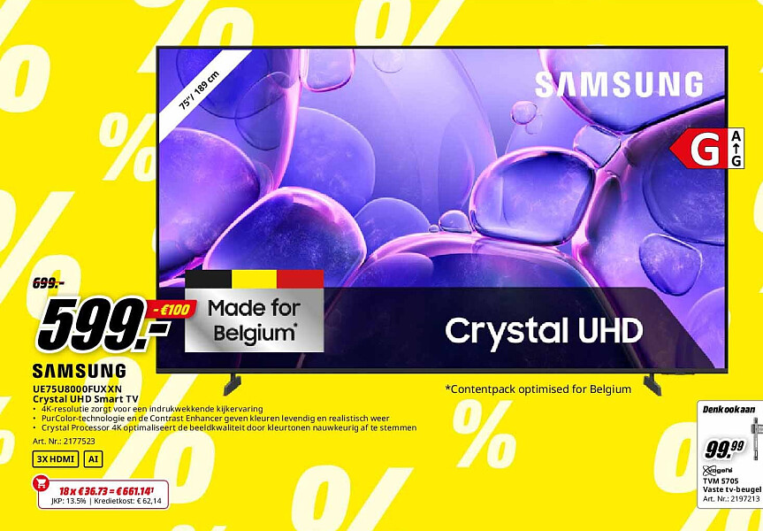 Samsung UE75U8000FUXXN Crystal UHD Smart TV
