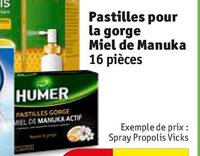 Pastilles pour la gorge Miel de Manuka 16 pièces