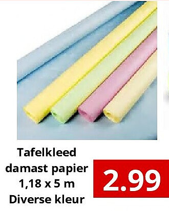 Tafelkleed damast papier 1,18 x 5 m Diverse kleur