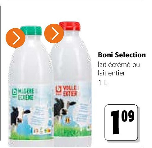 Boni Selection lait écrémé ou lait entier 1 L