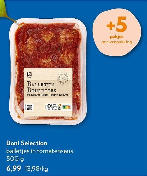 Boni Selection balletjes in tomatensaus 500 g