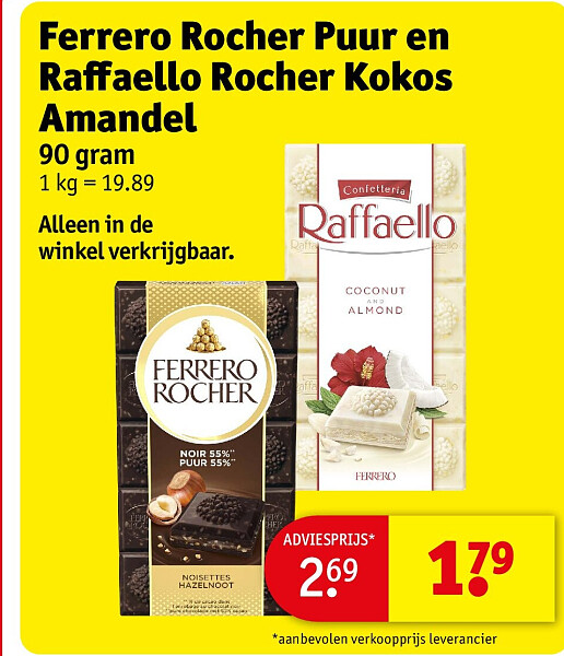 Ferrero Rocher Puur en Raffaello Rocher Kokos Amandel