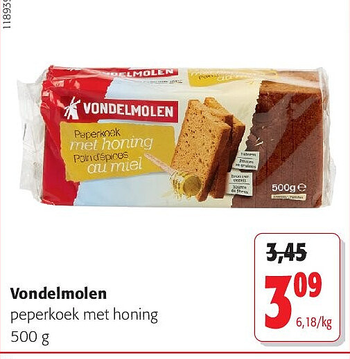 Vondelmolen peperkoek met honing 500 g