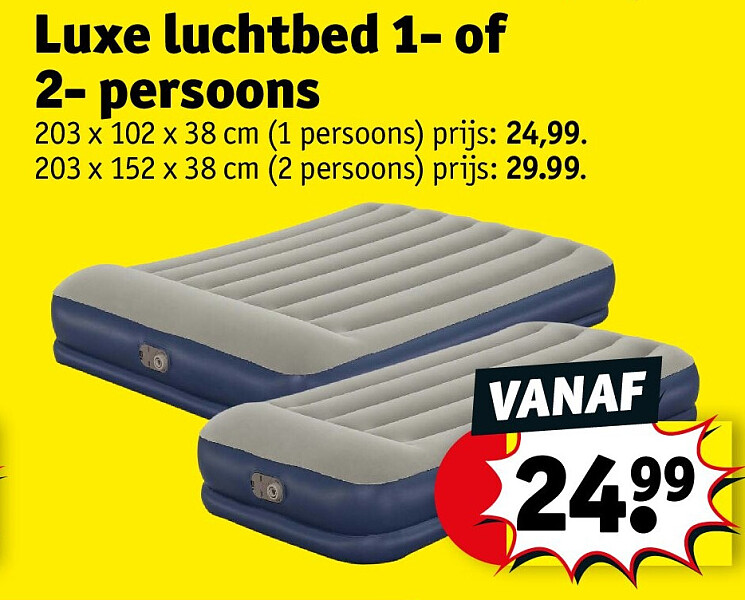 Luxe luchtbed 1- of 2- persoons