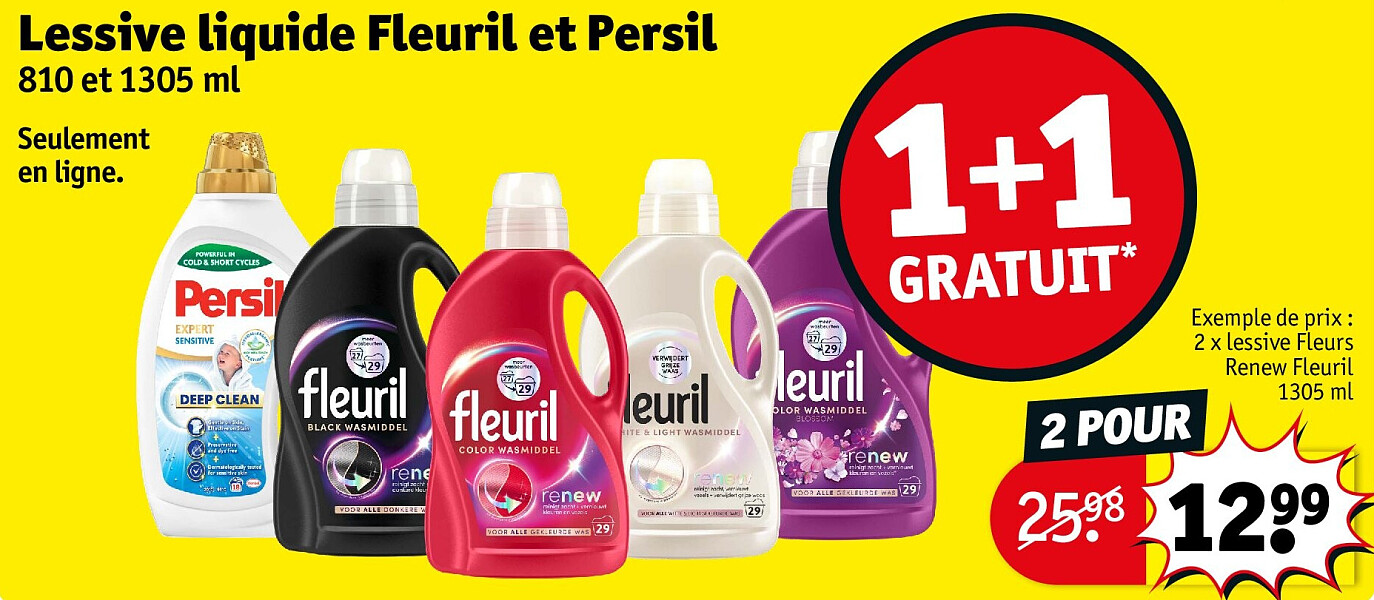 Lessive liquide Fleuril et Persil 2 POUR