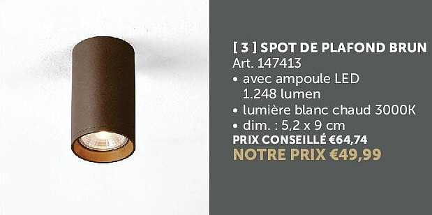 SPOT DE PLAFOND BRUN
