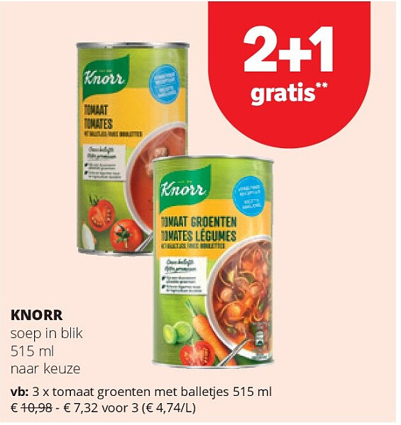 KNORR tomaat groenten met balletjes 515 ml