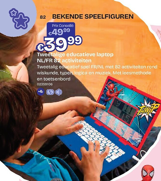 Tweetalige educatieve laptop NL/FR 82 activiteiten