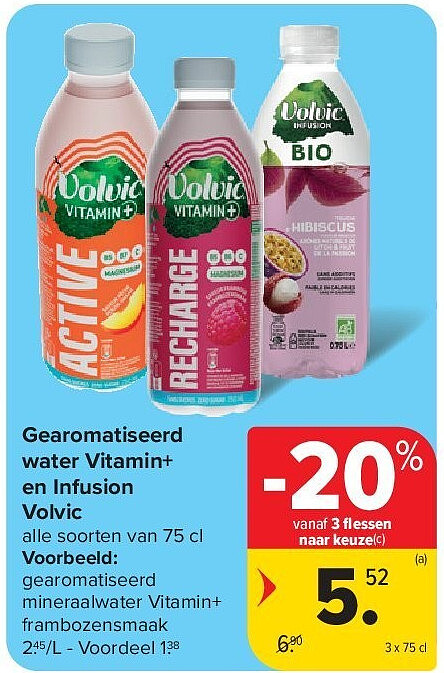 Gearomatiseerd water Vitamin+ en Infusion Volvic