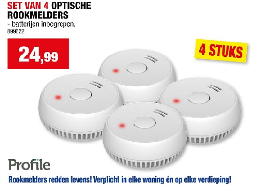 SET VAN 4 OPTISCHE ROOKMELDERS