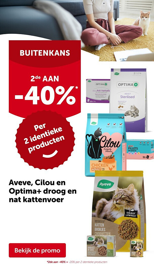 Aveve, Cilou en Optima+ droog en nat kattenvoer