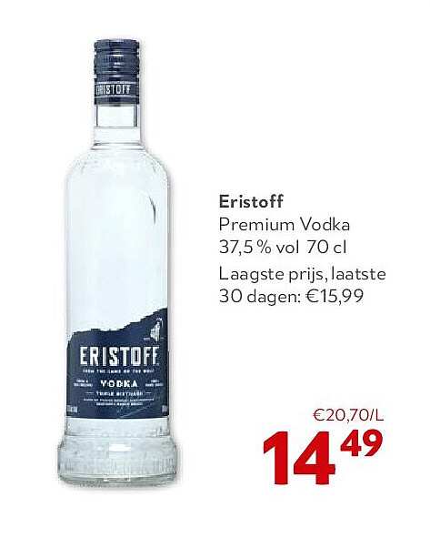 Eristoff Premium Vodka 37,5 % vol 70 cl