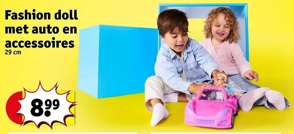 Fashion doll met auto en accessoires