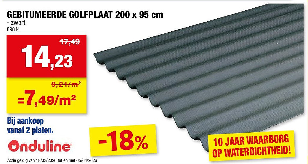 GEBITUMEERDE GOLFPLAAT 200 x 95 cm