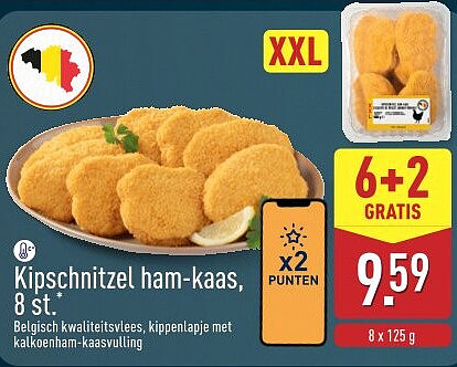 Kipschnitzel ham-kaas, 8st.