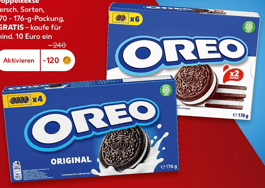 OREO Doppelkekse versch. Sorten, 170–176-g-Packung