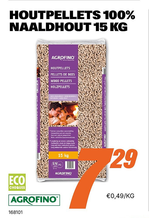 HOUTPELLETS 100% NAALDHOUT 15 KG