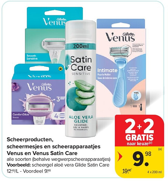 Scheerproducten, scheermesjes en scheerapparaatjes Venus en Venus Satin Care