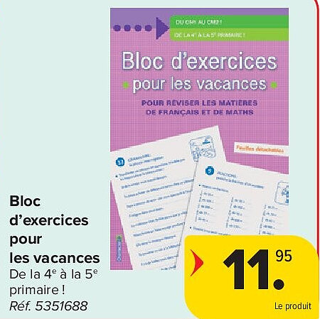 Bloc d’exercices pour les vacances