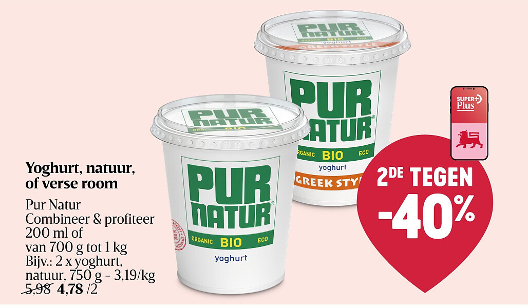 Yoghurt, natuur, of verse room