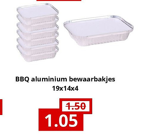 BBQ aluminium bewaarbakjes 19x14x4