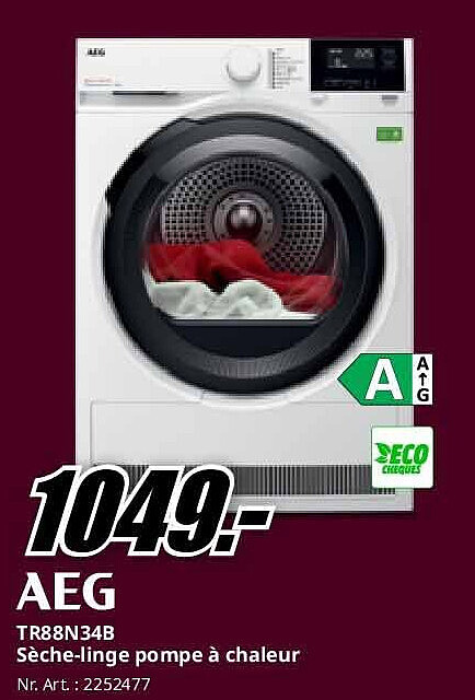 Aeg TR88N34B Sèche-linge pompe à chaleur