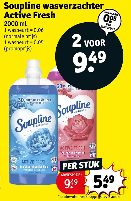Soupline wasverzachter Active Fresh