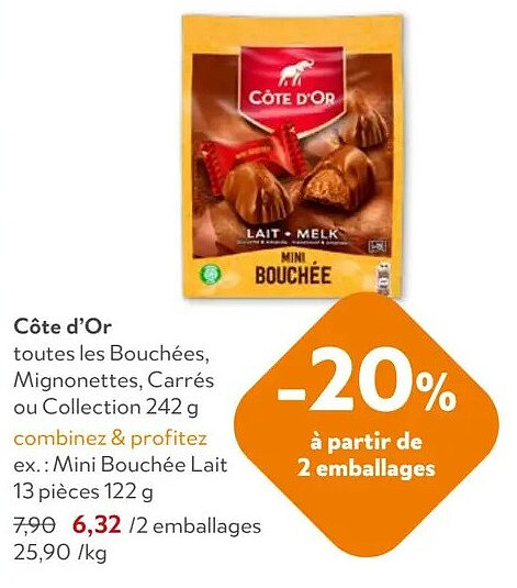 Côte d'Or Mini Bouchée Lait 13 pièces 122 g